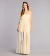 Briley Tulle Pleated A-Line Formal Dress