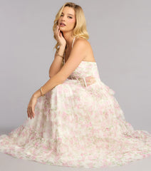 Lynn Floral Swiss Dot A-Line Ball Gown