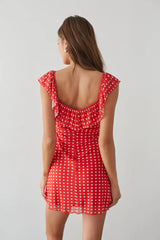 Enid Ruffle Sweetheart Heart Mini Dress