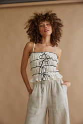 Alicia Ruffle Smocked Bow Top