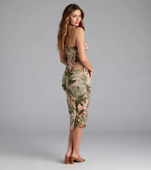 Tropical Beauty V-Neck Slit Midi Dress