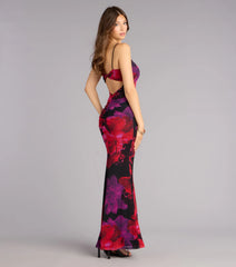 Late Bloom Energy Floral Mesh Maxi Dress