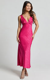 Cohen Midi Dress – Textured Satin Mid-Length Dress in Blush Pink