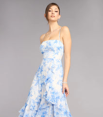 Alia Floral Chiffon Ruffle A-Line Dress