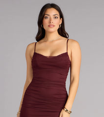Crushworthy Mesh Ruched Midi Dress