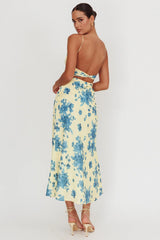 Nerida Low Back Twist Floral Maxi Dress Yellow