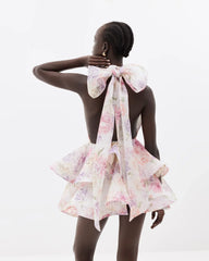 Riviera Bloom Bow Mini Dress