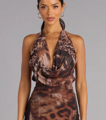 Bold And Sleek Abstract Animal Print Maxi Dress