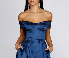 Megan Taffeta Off The Shoulder Ball Gown