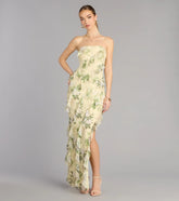 Jacie Floral Ruffle Column Formal Dress