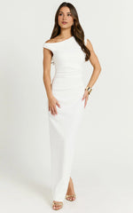 Off The Shoulder Jersey Maxi Dress in White