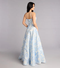 Jackie Floral Satin A-Line Ball Gown
