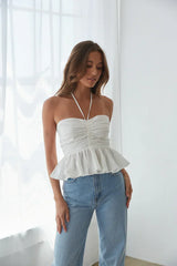 Fara Peplum Halter Top