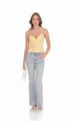 Open Back Lace Top in Yellow