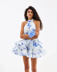 Riviera Bloom Bow Mini Dress