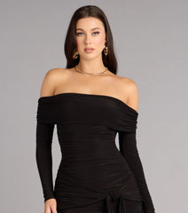 Soft Drama Off Shoulder Side Tie Mini Dress