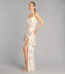 Hadley Floral A-Line Slit Formal Dress