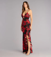 Christen Floral Rhinestone Mesh Formal Dress