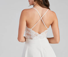 Pretty In Lace Crepe Skater Dress
