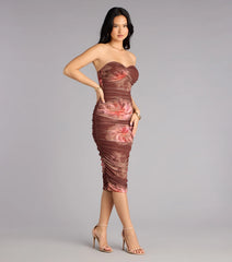 Soft Bloom Floral Mesh Midi Tube Dress