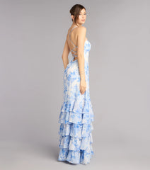 Alia Floral Chiffon Ruffle A-Line Dress