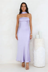 Precious Pearl Satin Maxi Dress Lilac