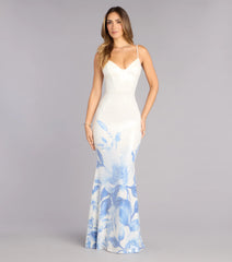 Annie Sequin Floral Lace-Up Formal Dress