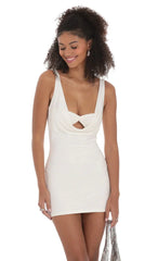 Plunge Neck Bodycon Dress in White