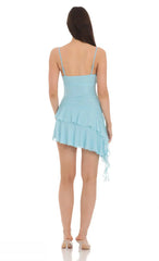 Mesh Tassel Dress in Light Blue