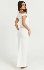 Off The Shoulder Jersey Maxi Dress in White