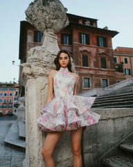 Riviera Bloom Bow Mini Dress