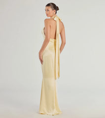 Erika Halter Satin Column Formal Dress