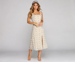 Frilly In Florals Midi Dress