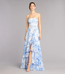 Alia Floral Chiffon Ruffle A-Line Dress
