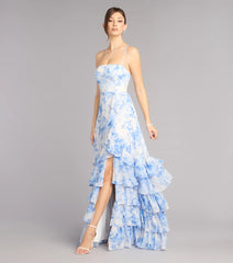 Alia Floral Chiffon Ruffle A-Line Dress