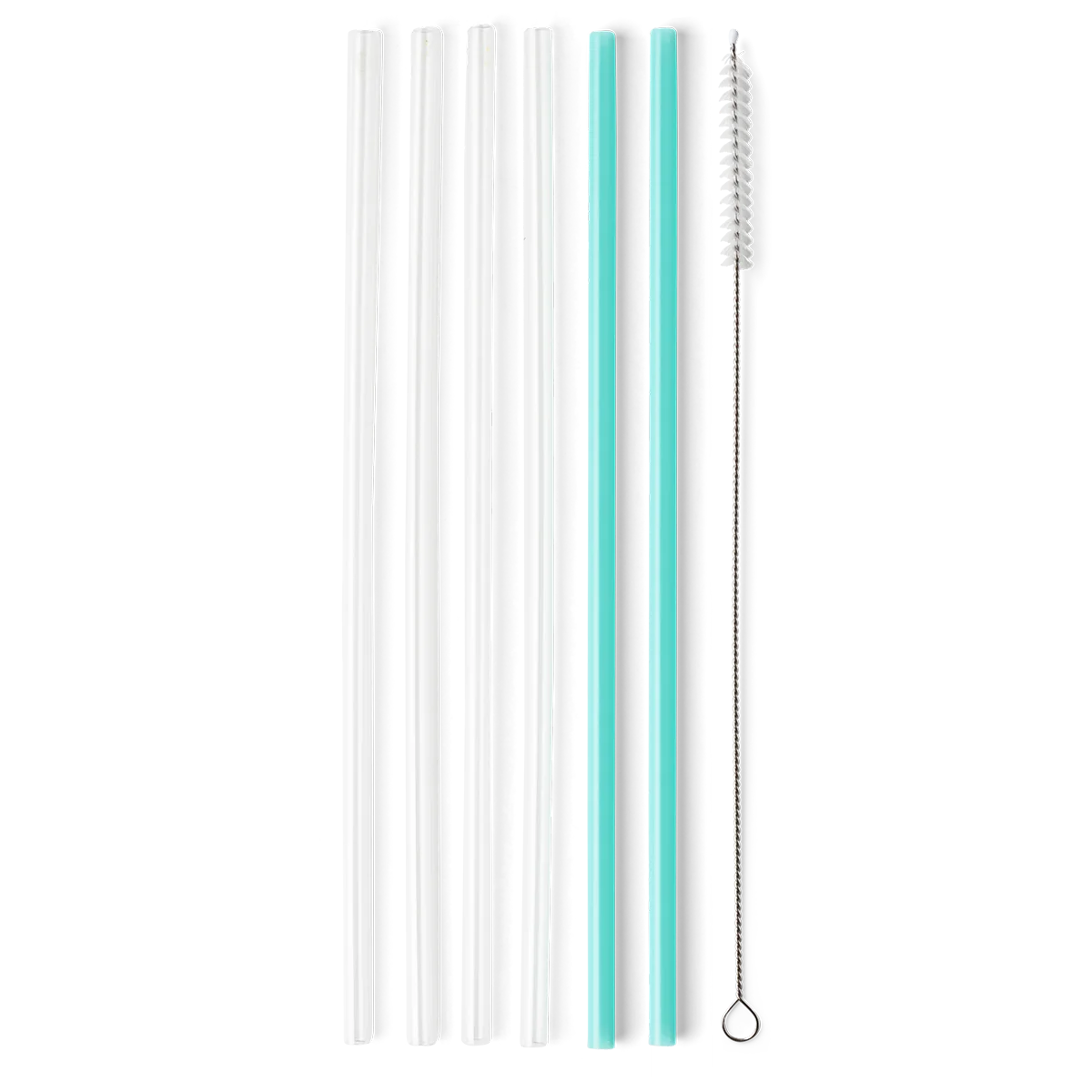 Clear + Aqua Reusable Straw Set