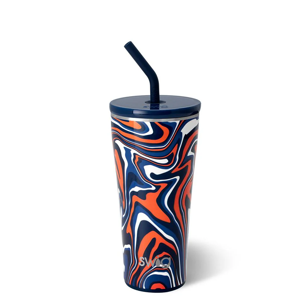 Fanzone Navy + Orange Straw Tumbler 32oz