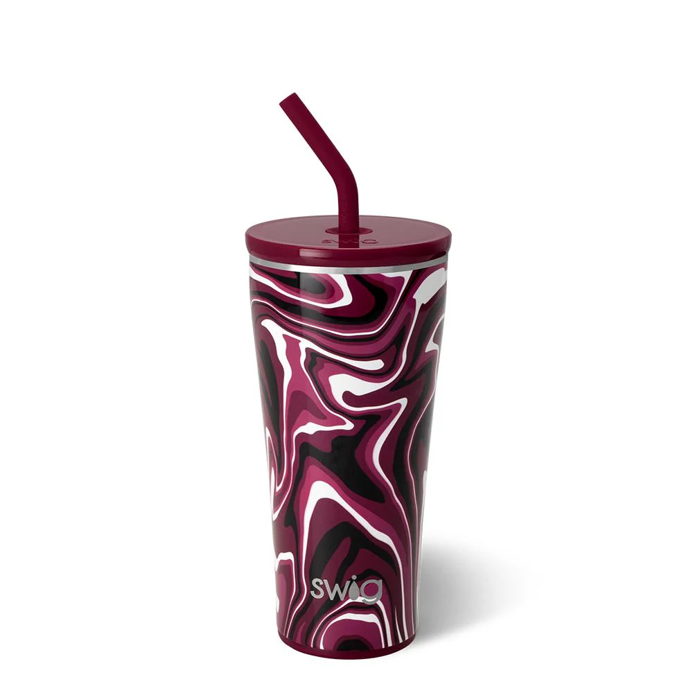 Fanzone Maroon + Black Straw Tumbler 32oz