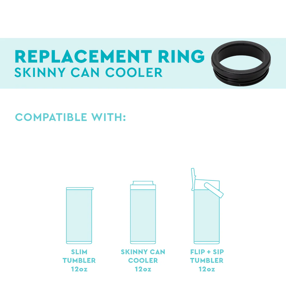 Black Replacement Ring 12oz Skinny Can Cooler