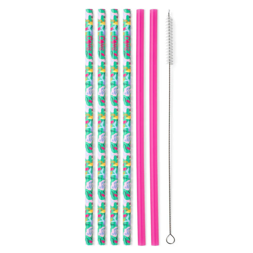 Paradise + Hot Pink Reusable Straw Set