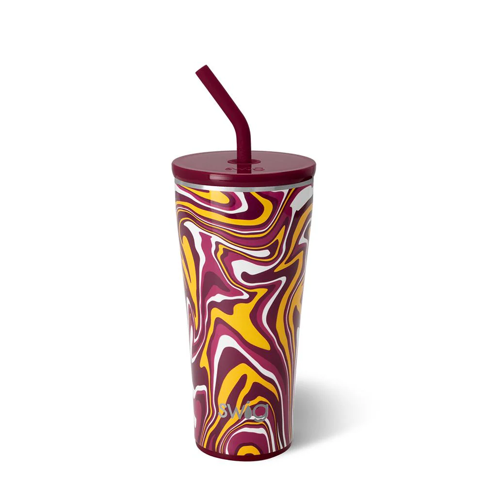 Fanzone Maroon + Yellow Straw Tumbler 32oz