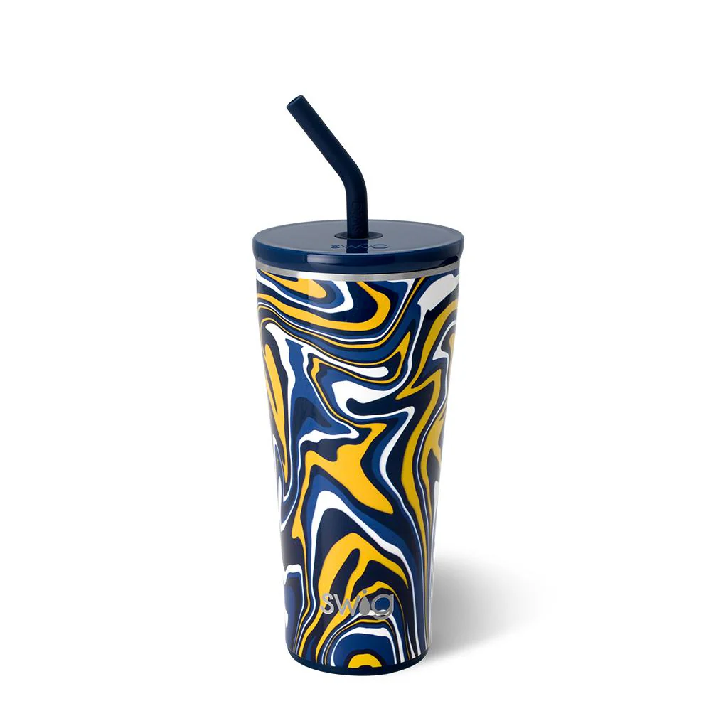 Fanzone Navy + Yellow Straw Tumbler 32oz