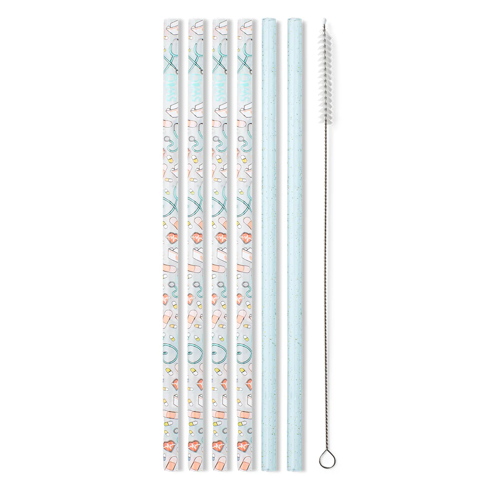 Scrub Life + Aqua Glitter Reusable Straw Set